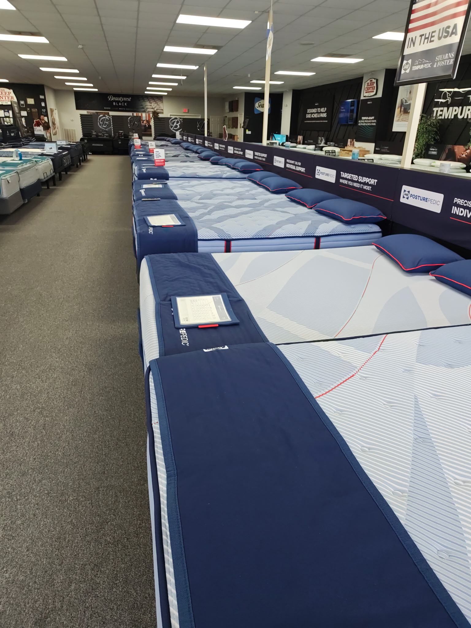 A bright and modern Sleep Center mattress showroom
