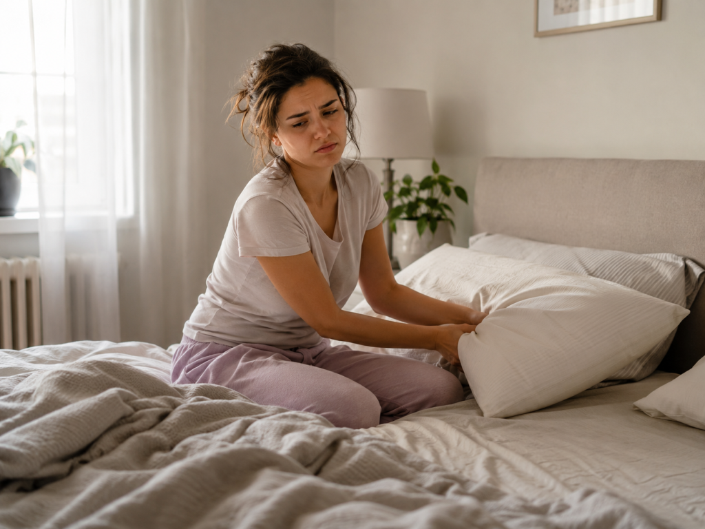 Pillows with different loft and firmness levels arranged on a bed