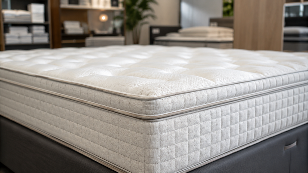 Euro top mattress with cushioning integrated into the mattress edge