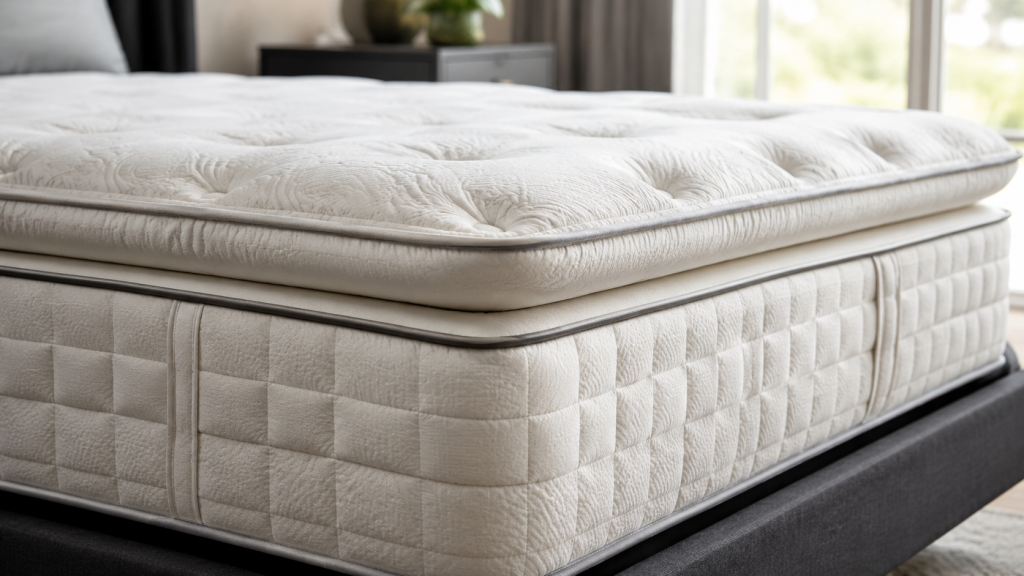 Pillow top mattress with a distinct cushioned upper layer